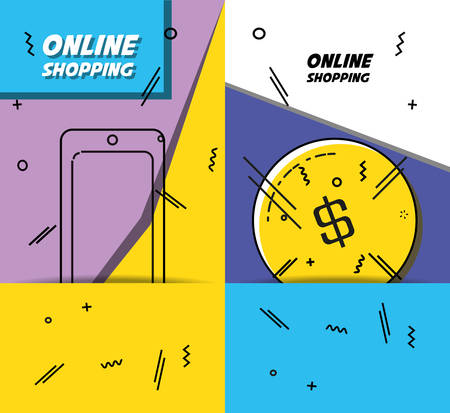 shopping online pop art set icons vector illustration designのイラスト素材