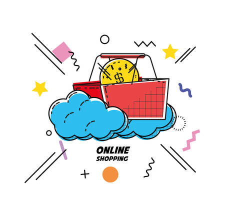 shopping basket buy online icon vector illustration designのイラスト素材