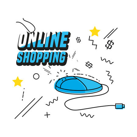 shopping online with mouse computer vector illustration designのイラスト素材
