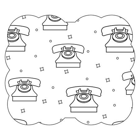 decorative frame with retro telephone pattern over white background, vector illustrationのイラスト素材