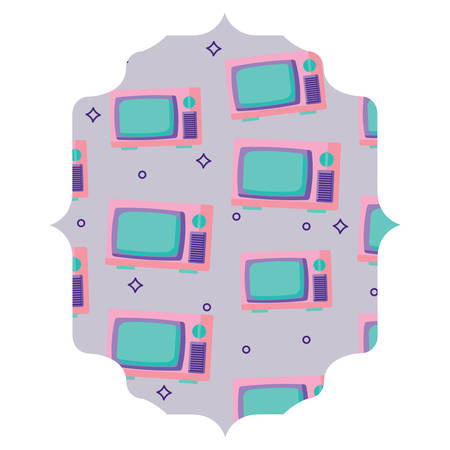 arabic frame with retro television pattern over white background, vector illustrationのイラスト素材