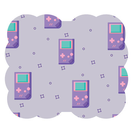 decorative frame with portable videogame pattern over white background, vector illustrationのイラスト素材