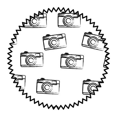 with photographic camera pattern over white background, vector illustrationのイラスト素材