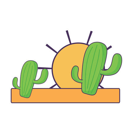 sun and cactus design. over white background, vector illustrationのイラスト素材