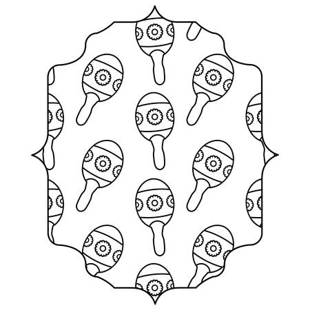 arabic frame with Mexican maracas pattern over white background, vector illustrationのイラスト素材