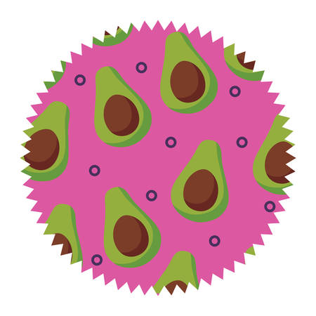 seal stamp with avocados pattern over white background, vector illustrationのイラスト素材