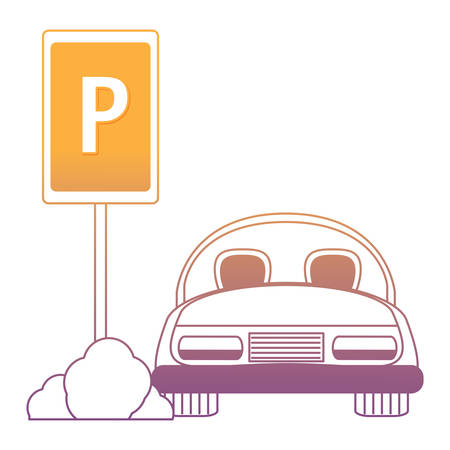parked car in parking zone over white background, vector illustrationのイラスト素材