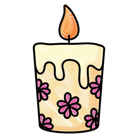 Candle with floral design  over white background, vector illustrationのイラスト素材