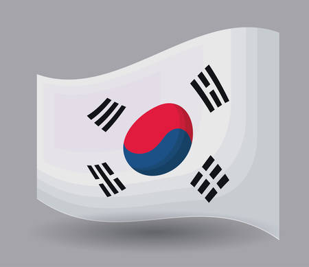 south korea flag over gray background, colorful design. vector illustrationのイラスト素材