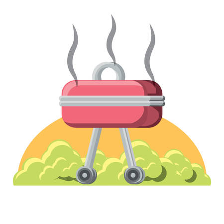 bbq grill icon over white background, vector illustrationのイラスト素材