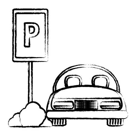 parked car in parking zone over white background, vector illustrationのイラスト素材