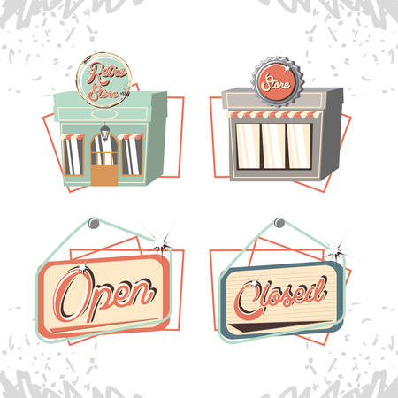 retro store style set icons vector illustration designのイラスト素材