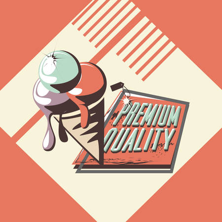 ice cream label style retro vector illustration designのイラスト素材