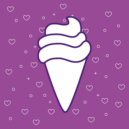 ice cream cone icon over purple  background, colorful design. vector illustrationのイラスト素材