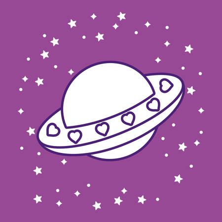 spaceship icon over purple background, colorful design. vector illustrationのイラスト素材