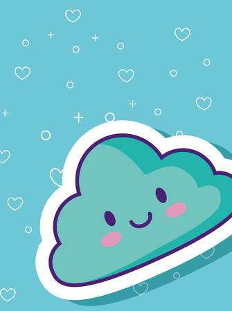 cloud over blue background, colorful design. vector illustrationのイラスト素材