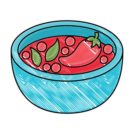 mexican spicy sauce bowl over white background, vector illustrationのイラスト素材