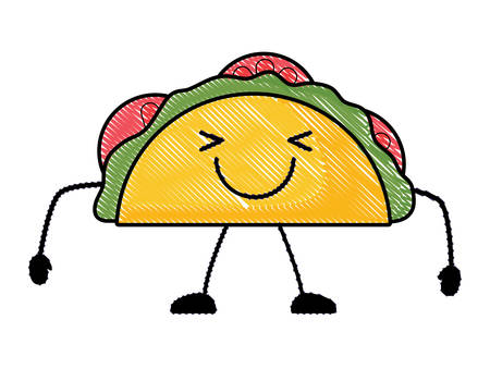 happy taco icon over white background, colorful design. vector illustrationのイラスト素材