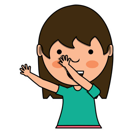 cartoon girl smiling over white background, colorful design. vector illustrationのイラスト素材