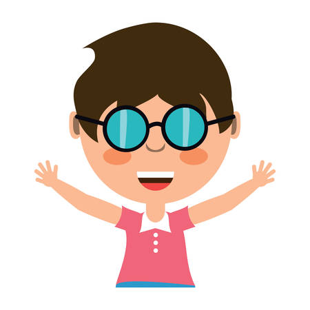 cartoon girl with glasses over white background, colorful design. vector illustrationのイラスト素材
