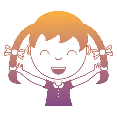 Cartoon happy girl with braids over white background, colorful design. vector illustrationのイラスト素材