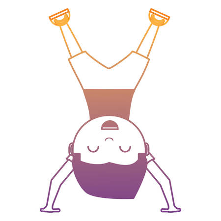 cartoon boy upside down over white background, colorful design. vector illustrationのイラスト素材