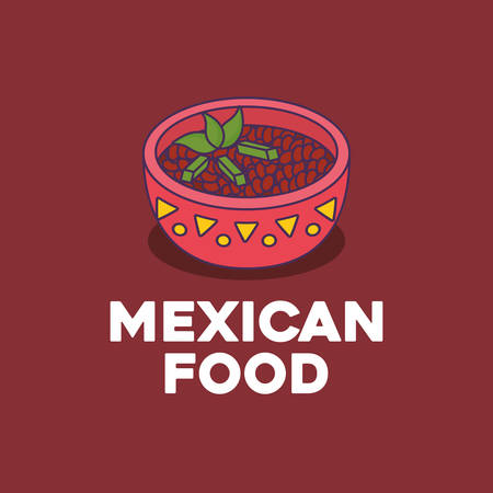mexican food design with black beans soupe bowl icon over red background, colorful design. vector illustrationのイラスト素材