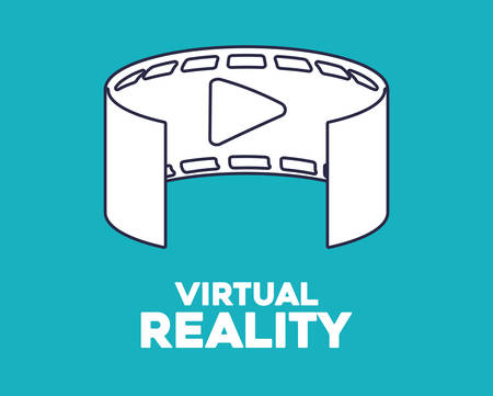 virtual reality design with 360 degree video symbol icon over blue background, colorful design. vector illustrationのイラスト素材