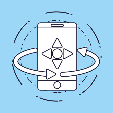 virtual reality design with smartphone with control symbol icon over blue background, colorful design. vector illustrationのイラスト素材
