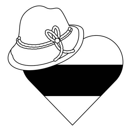 Alpine hat and german flag in heart shape over white background, vector illustrationのイラスト素材
