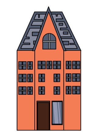 Old Traditional German Building icon over white background, colorful desing.  vector illustrationのイラスト素材
