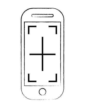 smartphone device icon over white background, vector illustrationのイラスト素材