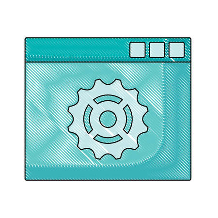web interface with gear wheel icon over white background, vector illustrationのイラスト素材