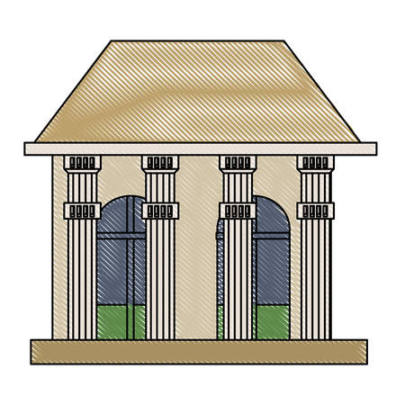building with pillars over white background, colorful design. vector illustrationのイラスト素材