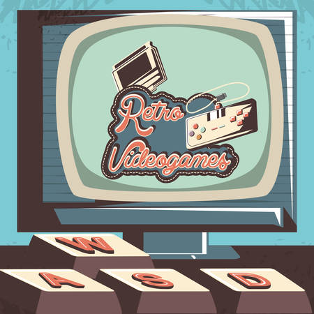 video game retro with computer vector illustration designのイラスト素材