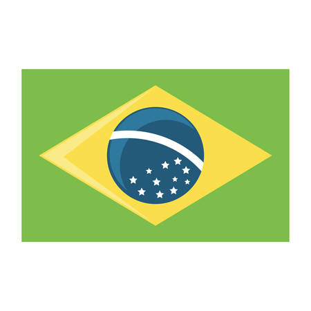 Brazil flag icon over white background, vector illustrationのイラスト素材
