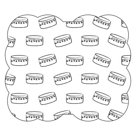decorative frame with Birthday cake pattern over white background, vector illustrationのイラスト素材
