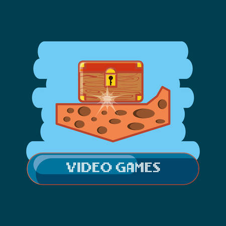 video game design with chest box icon over blue background, colorful design. vector illustrationのイラスト素材
