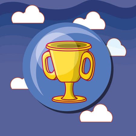trophy cup icon over sky background, colorful design. vector illustrationのイラスト素材
