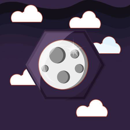 moon icon over sky background, colorful design. vector illustrationのイラスト素材