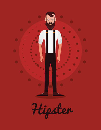 Cartoon hipster man standing over red background, colorful design. vector illustrationのイラスト素材