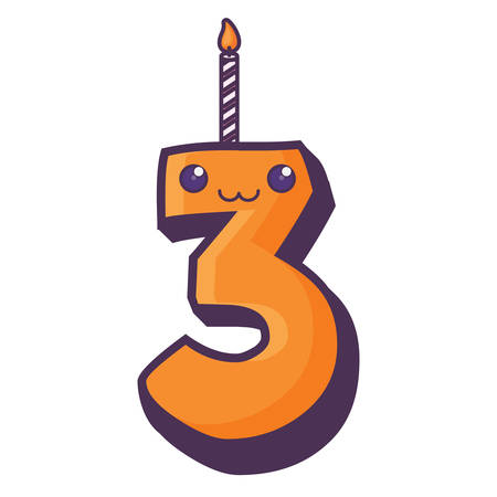 birthday candle of number over white background, vector illustrationのイラスト素材