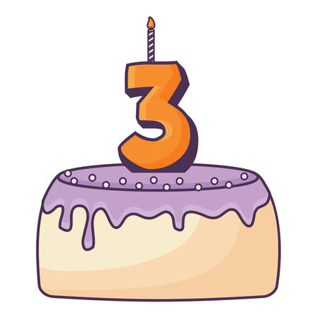 Birthday cake icon over white background, colorful design. vector illustrationのイラスト素材