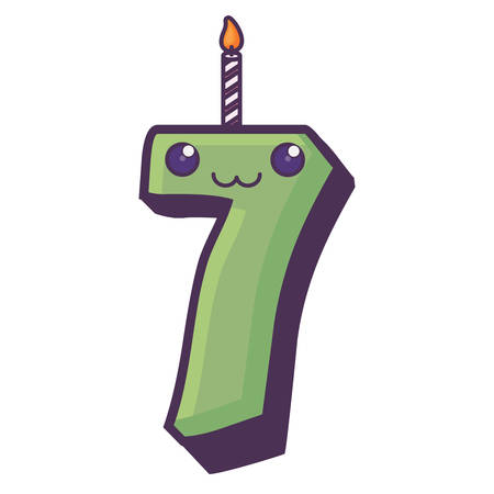 birthday candle of number over white background, vector illustrationのイラスト素材