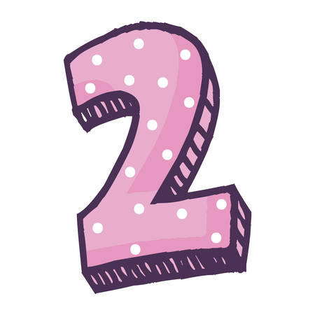 colorful number two icon over white background, vector illustrationのイラスト素材
