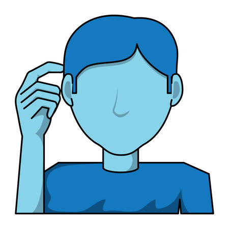 Avatar man thinking icon over white background, vector illustrationのイラスト素材