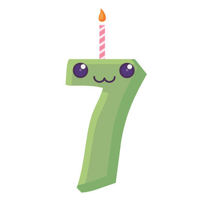birthday candle of number seven over white background, vector illustrationのイラスト素材