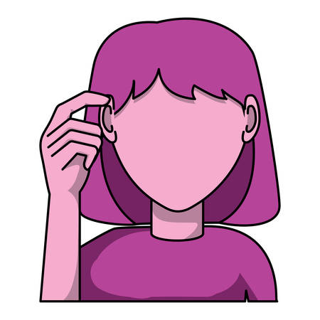avatar woman thinking over white background, vector illustrationのイラスト素材