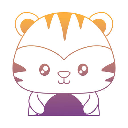 cute tiger icon over white background, vector illustrationのイラスト素材