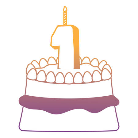 Birthday cake icon over white background, colorful design. vector illustrationのイラスト素材